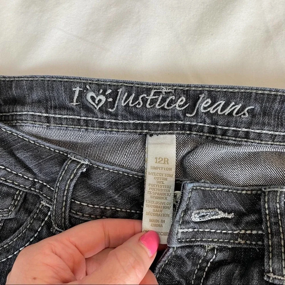 3/$20 Justice Girls Gray Jeans Size 12R